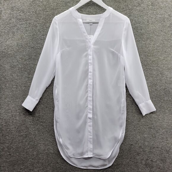 Bar III Tops - Bar III Blouse Women's Petite Small White Semi Sheer Tunic NWT